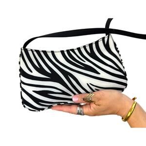 90's KATHY IRELAND zebra print nylon mini shoulder bag